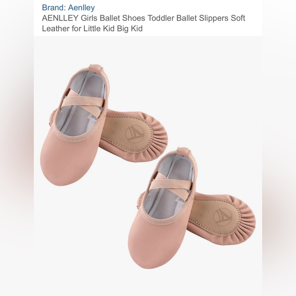 AENLLEY Girls Ballet Shoes Toddler Ballet Slippers Soft Leather sz 7m 15cm